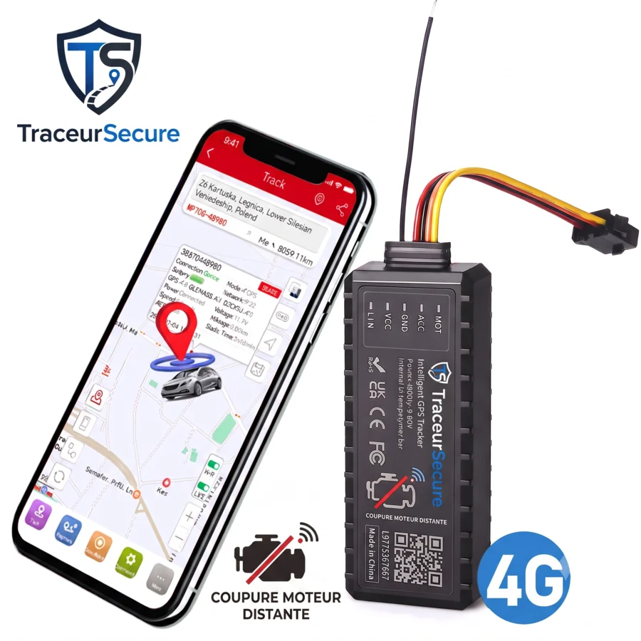 Traceur GPS TraceurSecure avec coupure moteur à distance et application de suivi